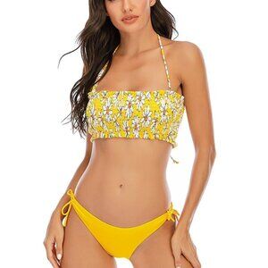 Sunday Brunch Bikini Set Yellow Daisy NWT